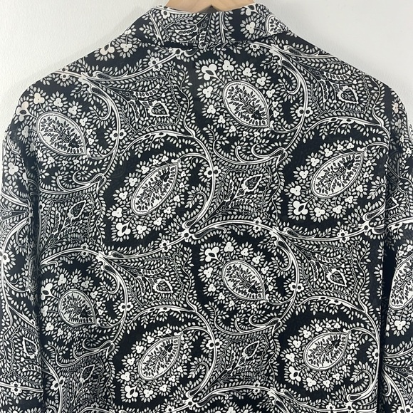 Diane Von Furstenberg Paisley Black White Button Up Top Womens Size 1x/2x - Picture 7 of 10